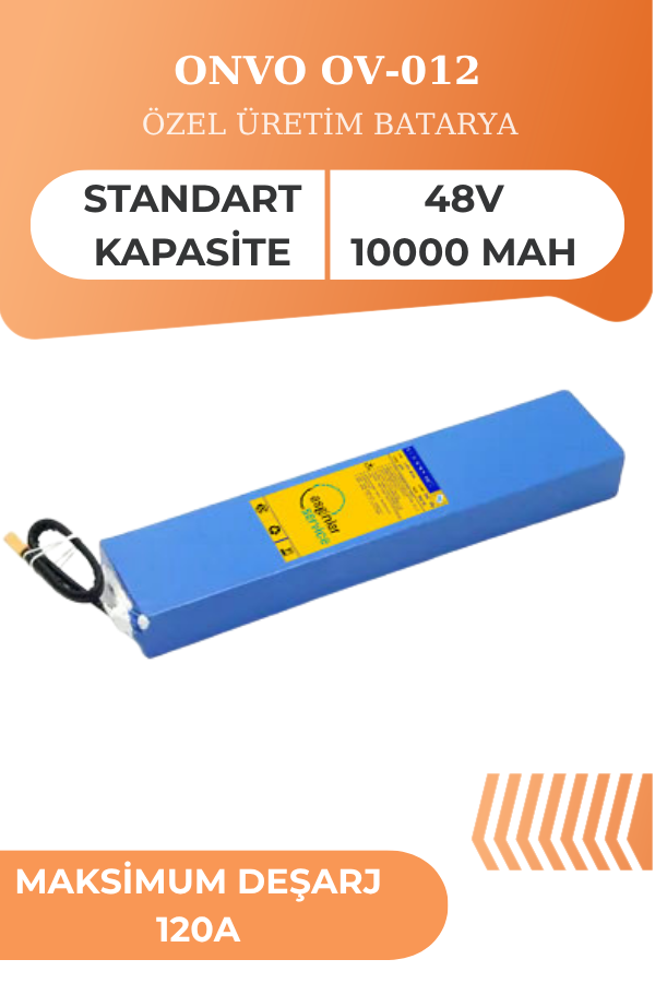 Onvo OV-012 48V 10Ah Batarya | PowerXtra Hücreli 12C Değerli Özel Üretim Scooter Bataryası